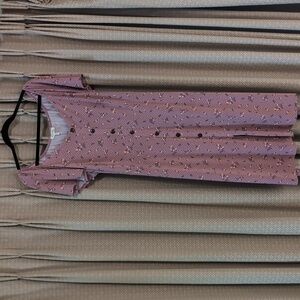 NWT Women's Size 1X Monteau Floral Dress with Short Sleeves And Tie Belt